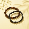 2Pcs 2 Style Natural Tiger Eye & Lava Rock Stretch Bracelets Set BJEW-JB08193-04-2