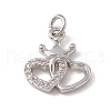 Brass Micro Pave Clear Cubic Zirconia Charms ZIRC-F132-95P-1