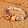 Nuggets Plastic Pearl & Natural Coconut Beaded Stretch Bracelets for Women WGD2EAF-01-1