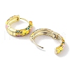 Flower Real 18K Gold Plated Brass Enamel Hoop Earrings EJEW-L269-110G-3