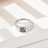 Mother's Day Rings Rhodium Plated 925 Sterling Silver Moissanite Adjustable Rings RJEW-U038-06P-3