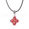 Dyed Synthetic Imperial Jasper & Glass Seed Beaded Star Pendant Black Waxed Cotton Cord Necklaces NJEW-MZ00109-06-2