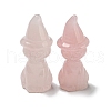 Natural Rose Quartz Carved Healing Cat with Witch Hat Figurines DJEW-D012-07G-1