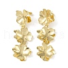 Triple Flower Brass Stud Earrings EJEW-K257-05G-2