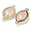 Natural Rose Quartz Faceted Horse Eye Connector Charms G-G181-07G-10-2