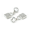 Rack Plating Brass Micro Pave Cubic Zirconia European Dangle Charms KK-K330-47P-3