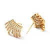 Clear Cubic Zirconia Chunky Stud Earrings EJEW-F281-16G-3