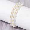Brass & White ABS Imitation Pearl Handmade Link Chain Necklaces NJEW-M099-01G-4