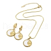 Ion Plating(IP) Synthetic Shell Earrings & Pendant Necklaces Sets SJEW-M100-08B-G-1