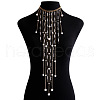 Alloy & Plastic Imitation Pearl Round Beaded Tassel Bib Necklaces FS-WG28DD0-01-6
