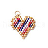 MIYUKI Delica Glass Seed Beaded Heart Pendants PALLOY-MZ00703-01-3
