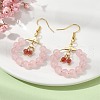 Imitation Jade Glass Beaded Ring Dangle Earrings EJEW-JE05568-04-3