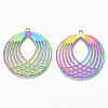 Ion Plating(IP) 201 Stainless Steel Filigree Pendants X-STAS-T057-12-2