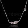 Leaf Brass Micro Pave Clear Cubic Zirconia Pendant Necklaces for Women FS-WGF074F-01-2