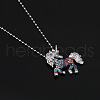 Alloy Colorful Rhinestone Unicorn Pendant Necklaces for Kid FS-WG0E39F-04-2