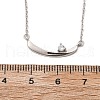 925 Sterling Silver Pave Clear Micro Pave Cubic Zirconia Boat Pendant Necklaces for Women NJEW-D315-02P-5