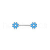 316L Surgical Stainless Steel Deep Sky Blue Enamel Nipple Rings WGBF921-01-1