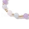 Natural Aquamarine & Rose Quartz & Amethyst Round Beaded Bracelets BJEW-JB11933-03-4