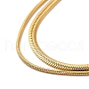 Ion Plating(IP) 304 Stainless Steel Round Snake & Herringbone Chains Double Layer Necklace for Men Women NJEW-E046-03G-3