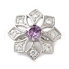 Brass Micro Pave Clear Cubic Zirconia Fold Over Clasps KK-G505-08P-1