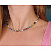 Handmade Evil Eye Flower Lampwork Round Beaded Necklaces FS-WG5DF68-01-3