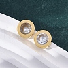 Flat Round 304 Stainless Steel Cubic Zirconia Pendant Necklaces & Bracelets & Stud Earrings Sets for Women SJEW-C004-19G-4