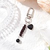 Heart Round Natural Obsidian Pendant Decorations HJEW-JM03194-01-1