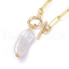 Natural Baroque Pearl Keshi Pearl Pendant Necklaces NJEW-JN02814-2
