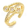 Brass Micro Pave Clear Cubic Zirconia Cuff Rings RJEW-M029-02G-1