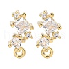 Brass Clear Cubic Zirconia Stud Earring Findings KK-A238-01F-G-1
