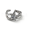 Star Zinc Alloy Open Cuff Ring RJEW-Z048-01B-03-2