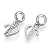 Platinum Rack Plating Alloy Rhinestone European Dangle Charms PALLOY-T048-36P-V-2