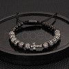 304 Stainless Steel Micro Pave Cubic Zirconia Braided Beads Bracelets WG0F93D-15-1