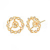 Brass Micro Pave Clear Cubic Zirconia Stud Earring Findings KK-S364-043-2