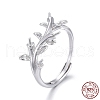 Anti-Tarnish Rhodium Plated 925 Sterling Silver Cuff Rings STER-F048-14P-4