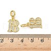 Brass Micro Pave Clear Cubic Zirconia Number 18 European Dangle Charms KK-K293-62G-3
