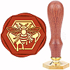 Hexagon Golden Tone Brass Wax Seal Stamp with Wood Handle AJEW-WH0375-0001-1