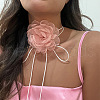 Retro Cloth Rose Flower Waxed Cord Wrap Choker Necklaces for Women WG01AE5-13-1
