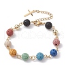 Dyed Natural Lava Rock Round Beaded Bracelet BJEW-JB10005-1