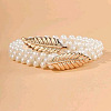Leaf Alloy with Plastic Pearl Round Beaded Waist Beads FS-WG59949-01-4