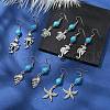 Ocean Theme Alloy Dangle Earrings with Synthetic Turquoise Beaded EJEW-JE05447-2