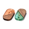 Transparent Resin & Walnut Wood Pendants RESI-CJ0001-96-3