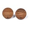 Walnut Wood Stud Earring Findings MAK-N033-008B-3