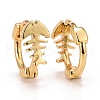 Fish Bone Brass Huggie Hoop Earrings EJEW-C012-09-2