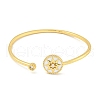 Rack Plating Brass Pave Clear Cubic Zirconia Sun Open Cuff Bangles BJEW-B110-03G-01-2