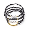 Pray & Love Acrylic Beads Stretch Bracelet Set for Gift BJEW-JB06679-1