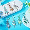 7Pcs Synthetic Turquoise & Alloy Keychain KEYC-TAC00042-4