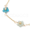 Chakra 304 Stainless Steel & Brass & Natural Green Aventurinee/Garnet/Amethyst/Apatite/Gold Rutilated Quartz/Carnelian/Lapis Lazuli Bead Flower Link Chain Anklets for Women AJEW-AN00692-3