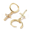 Real 18K Gold Plated Brass Dangle Hoop Earrings EJEW-L269-035G-01-2