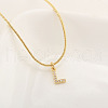 Brass Micro Pave Clear Cubic Zirconia Pendant Initial Necklaces FS-WGC46E8-12-1
